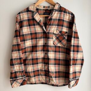 Pendleton Women's Plaid Flannel Top 100% Cotton Long Sleeve Shirt